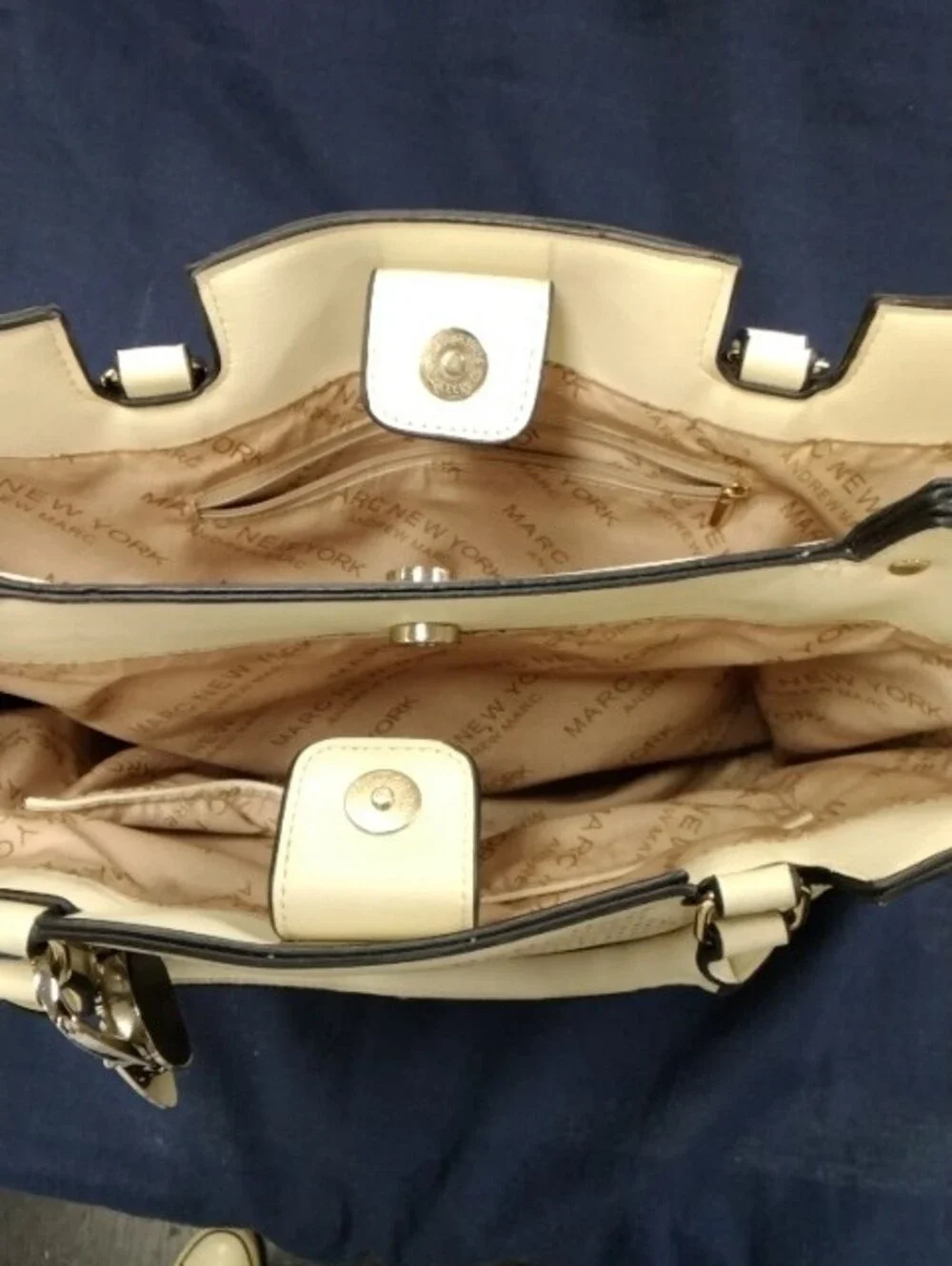 Source Unknown Light Cream Perforated Tote with Charm